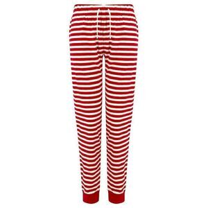 Skinni Fit Womens/Ladies Cuffed Lounge Pants / Red/White